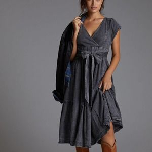 Anthropologie Denim Pilcro & Letterpress Aline Dress with Sash Medium